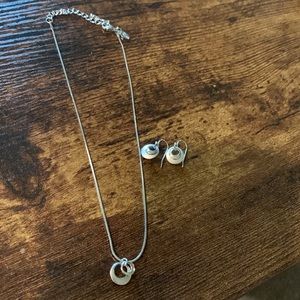 Lia Sophia Sliver Pendent Necklace and Earrings.